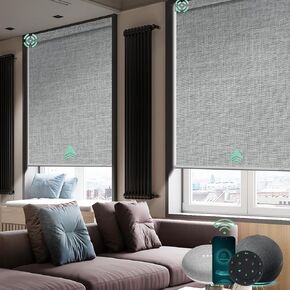 Yoolax Motorized Blinds, Blackout Smart Blinds for Windows Motorized Blackout Shades with Remote, Automatic Window Shades Compatible with Alexa Electric Roller Shades, Fabric Sample (Multicolor)