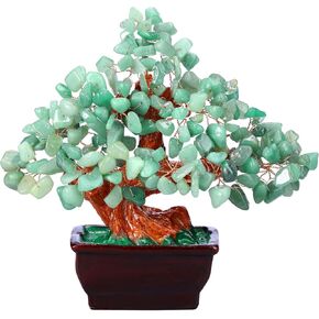 Top Plaza 7 Chakra Healing Crystal Money Tree 7 Inch Stone Bonsai Tree Feng Shui Good Luck Wealth Tree Decor Business Gift for Office Home Living Room