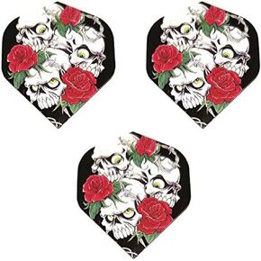 Art Attack 9 Pack Designa Metronic Skulls N Roses Skeleton Flower 75 Micron Standard Strong Dart Flights