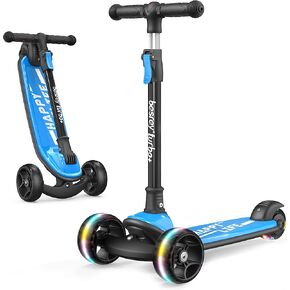 besrey Kids Scooter, Kick Scooters for Kids Age 3-8, 3 Wheel Scooter for Kids with LED Light Wheels, Toddler Scooter Foldable Extra Wide Deck Outdoor Activities for Boys/Girls