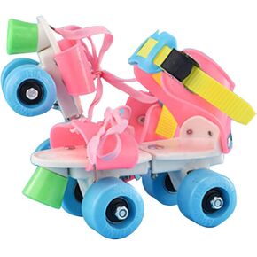 Kids Roller Skates Adjustable Kids Roller Skates Double Row 4 Wheel Shoes Adjustable Size for Boys Girls, Professional Design, Safe Braking (Pink), Generick47npyaeso-10184333