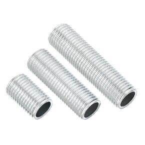 PATIKIL 1/4-18 Thread Lamp Pipe Nipple Kit, All Threaded Fasteners Assortment Hardware for Chandelier Ceiling Light DIY, 3 Size 20/40/50mm Length