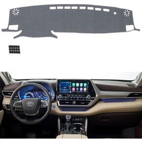 Dashboard Cover Fit for 2020 2021 2022 Toyota Highlander Flannel Nonslip Car Dash Board Mat Sunshade No-Glare and Slip Pad Carpet Sunshield Protector (Without HUD)