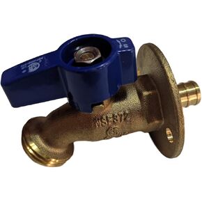 1 Piece XFITTING 1/2" Pex B x 3/4" GHT Hose Bibb with Flange, Pex B Garden Valve, Brass, Water or Oil