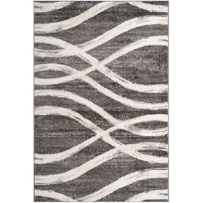 SAFAVIEH Adirondack Collection Area Rug - 8' x 10', Grey & Cream, Modern Wave Distressed Design, Non-Shedding & Easy Care, Ideal for High Traffic Areas in Living Room, Bedroom (ADR125B)