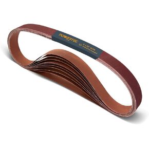 POWERTEC 41420-3 1 x 42 Inch Sanding Belts, 10 Each of 80/120/400 Grits, 30PK, Aluminum Oxide Belt Sander Sanding Belt Assortment for Belt Sander, Wood & Paint Sanding, Metal Polishing