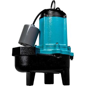 Little Giant 10SC-CIA-RF, 115-Volt, 7800 GPH, 1/2 HP Automatic Cast Iron Sewage/Effluent Pump with Piggyback Mechanical Float Switch and 3-inch FNPT Discharge and 20-Ft. Cord, Blue, 511437