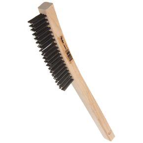 Weiler 44053 Hand Wire Scratch Brush, .012 Carbon Steel Fill, Curved Handle, 3 x 19 Rows (Pack of 12)