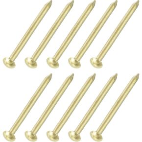 25 قطعة من أظافر الأجهزة الصغيرة من uxcell، 4D × 1-1/2 بوصة نحاسية مستديرة الرأس مسمار تشطيب مشترك لأعمال النجارة المنزلية، مشاريع تعليق الصور DIY، ذهبي in Kuwait