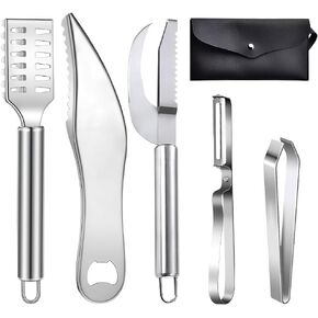Fish Scaler Remover, Stainless Steel Sawtooth Fish Skinner Descaler Tool Cleaner, Ergonomic Handle Scale Scraper Peeler, Easily Brush Scales Cleaning for Chef and Home Cooks