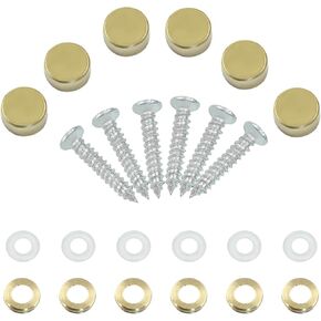 6 Pack Stainless Steel Screw Caps, 0.4 Inch / 10mm Diameter Mirror Screws Set Gold Decoratiove Screw Cover