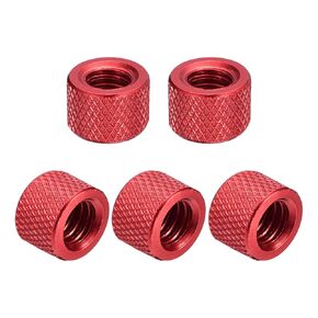 uxcell 20Pcs Knurled Thumb Nut, 1/4"-20x10mm Hand Nut Pass Hole Nut Aluminum Alloy Diamond Knurled Camera Tripod Pass Hole Nut Lock Adjusting Nuts for 3D Printer, Dark Red