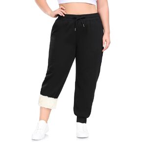 ZERDOCEAN Women's Plus Size Sherpa Fleece Lined Sweatpants Athletic Joggers Thermal Winter Warm Pants Drawstring