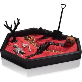 Coffin Zen Garden for Desk 7" x 9" Mini Zen Garden Kit Accessories for Office Coffin Spooky Decor Tray Gifts Gothic Decor Gift for Man Women