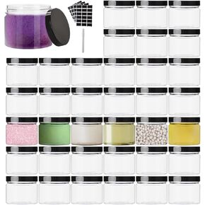 8OZ Plastic Containers with Lids, MUXINCAMP 36 Pack 8 OZ Plastic Jars with Screw On Lids Empty Round Slime Jar Cosmetics Containers for Lotion, Cream, Ointments, Butter, Makeup, Travel Storage