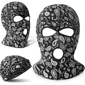 قناع تزلج يورزوم قطعة واحدة مكون من 3 فتحات وزهرة الكاجو قناع الوجه الكامل للشتاء غطاء وجه بالاكلافا للرياضات الشتوية الخارجية in Kuwait