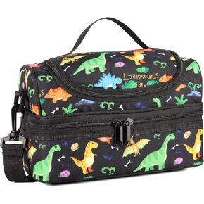 Kasqo Lunch Box Bag for Kids, Insulated Mini Cooler Bag Kids Lunch Tote with Dual Compartments, Blue Astronaut