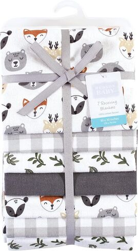 Hudson Baby Unisex Baby Cotton Flannel Receiving Blankets Bundle, Teddy Bears, One Size in Kuwait