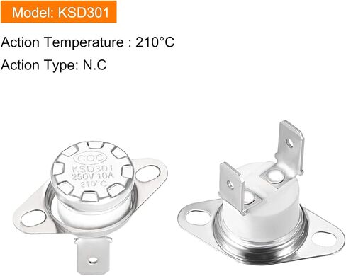 KSD301 Thermostat 200C NC Temperature Thermal Control Switch, [for Microwave Oven Refrigerators] - Normally Closed/90C Angle/2pcs in Saudi Arabia