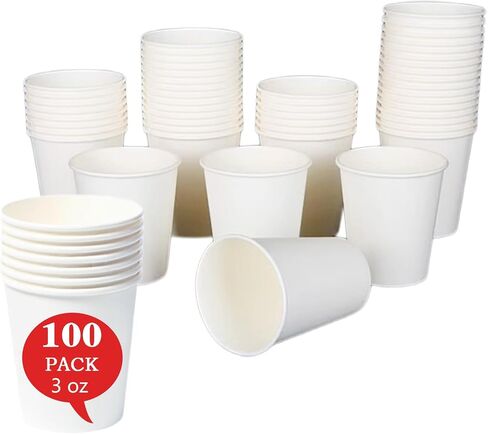 12OZ Disposable Paper Coffee Cups (100 Pack), Hot Coffee Paper Cups, Leak-Proof, Extra-Thick，Idea for Home, Office, Cafés | White in Saudi Arabia