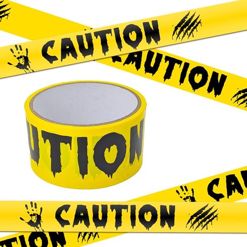 Halloween Decorations Caution Tape,1.9Inx82Ft Yellow Black Hazard Warning Tape Roll Scary Indoor Outdoor Barricade Safety Creepy Spooky DIY Decorative Home Party Supplies Door Danger Areas Office Yard in Saudi Arabia