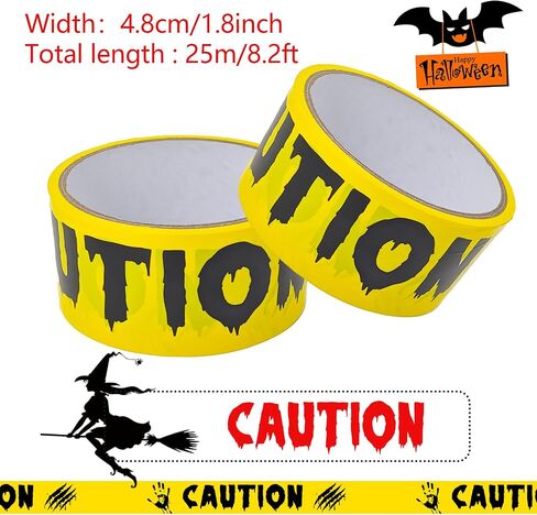Halloween Decorations Caution Tape,1.9Inx82Ft Yellow Black Hazard Warning Tape Roll Scary Indoor Outdoor Barricade Safety Creepy Spooky DIY Decorative Home Party Supplies Door Danger Areas Office Yard in Saudi Arabia