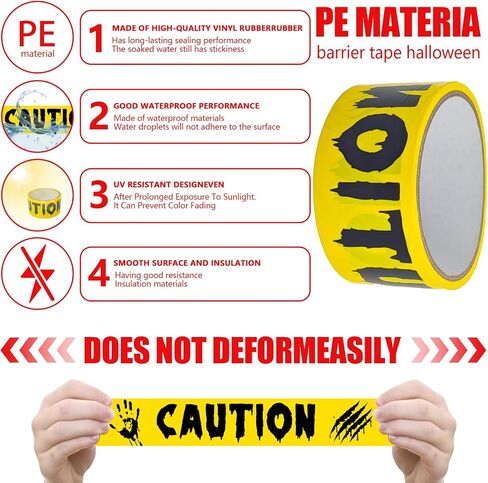 Halloween Decorations Caution Tape,1.9Inx82Ft Yellow Black Hazard Warning Tape Roll Scary Indoor Outdoor Barricade Safety Creepy Spooky DIY Decorative Home Party Supplies Door Danger Areas Office Yard in Saudi Arabia