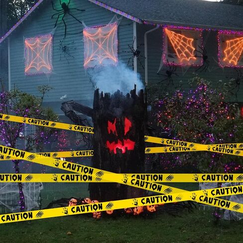Halloween Decorations Caution Tape,1.9Inx82Ft Yellow Black Hazard Warning Tape Roll Scary Indoor Outdoor Barricade Safety Creepy Spooky DIY Decorative Home Party Supplies Door Danger Areas Office Yard in Saudi Arabia