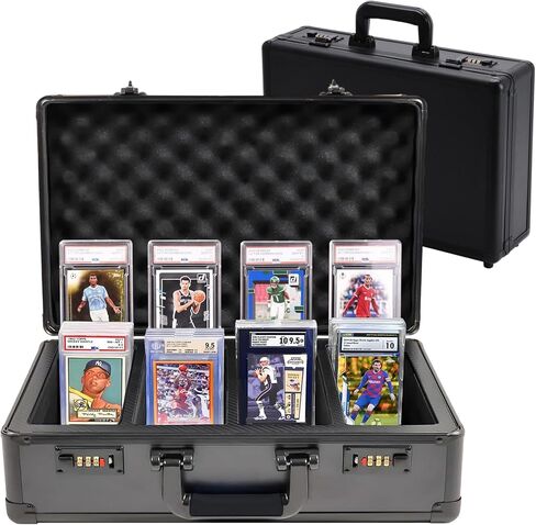 Graded Card Storage Box,4 Row 180+ Trading Card Storage Box with 8 Dividers,Combination Lock Design Graded Card Storage Box,Graded Sports Card Storage Box for BGS SGC PSA(No Card） in Saudi Arabia