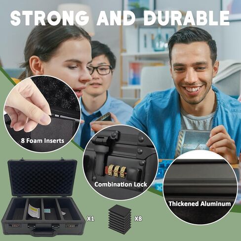Graded Card Storage Box,4 Row 180+ Trading Card Storage Box with 8 Dividers,Combination Lock Design Graded Card Storage Box,Graded Sports Card Storage Box for BGS SGC PSA(No Card） in Saudi Arabia