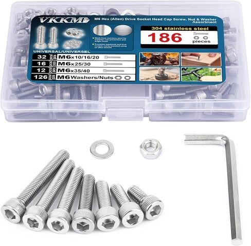 1128 pcs Stainless Steel M3 Hex (Allen) Drive Socket Head Cap Bolt Assortment Kit, Screw, Nut & Washer Set, M3 x 4/5/6/8/10/12/14/16/18/20/25/30/mm, Reusable Storage Case in Saudi Arabia