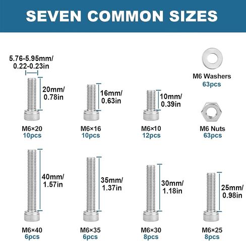 1128 pcs Stainless Steel M3 Hex (Allen) Drive Socket Head Cap Bolt Assortment Kit, Screw, Nut & Washer Set, M3 x 4/5/6/8/10/12/14/16/18/20/25/30/mm, Reusable Storage Case in Saudi Arabia