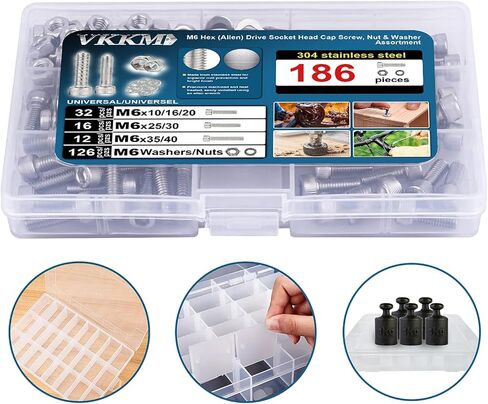1128 pcs Stainless Steel M3 Hex (Allen) Drive Socket Head Cap Bolt Assortment Kit, Screw, Nut & Washer Set, M3 x 4/5/6/8/10/12/14/16/18/20/25/30/mm, Reusable Storage Case in Saudi Arabia