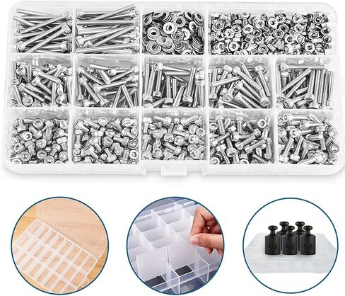 1128 pcs Stainless Steel M3 Hex (Allen) Drive Socket Head Cap Bolt Assortment Kit, Screw, Nut & Washer Set, M3 x 4/5/6/8/10/12/14/16/18/20/25/30/mm, Reusable Storage Case in Saudi Arabia