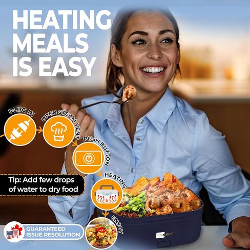 FORABEST Electric Lunch Box for Adults, Upgraded Fast 80W Heated Lunch Box for Adults, 4-in-1 Portable Food Warmer Lunch Box, 1.5L Loncheras Para Hombres De Trabajo with Power Button & Large Utensils in Saudi Arabia