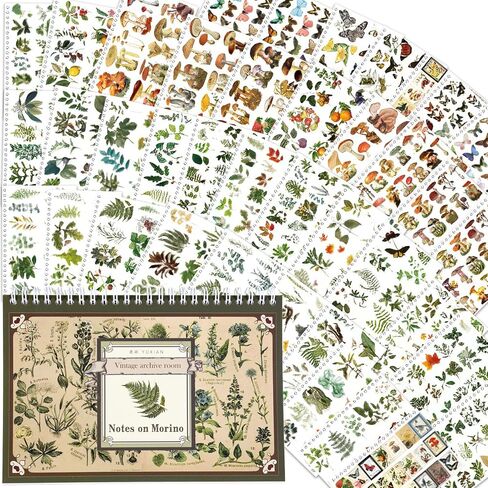 50 Sheet Vintage Washi Stickers, Scrapbook Botanical Stickers, A5 Size Vintage Floral Botanical Nature Sticker Book Ephemera for Junk Journals, Planners, Diary Collage (A) in Saudi Arabia