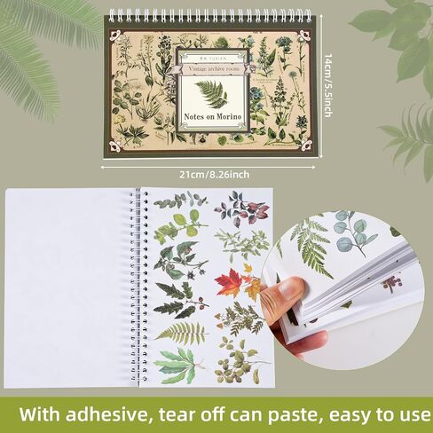 50 Sheet Vintage Washi Stickers, Scrapbook Botanical Stickers, A5 Size Vintage Floral Botanical Nature Sticker Book Ephemera for Junk Journals, Planners, Diary Collage (A) in Saudi Arabia