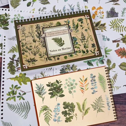 50 Sheet Vintage Washi Stickers, Scrapbook Botanical Stickers, A5 Size Vintage Floral Botanical Nature Sticker Book Ephemera for Junk Journals, Planners, Diary Collage (A) in Saudi Arabia