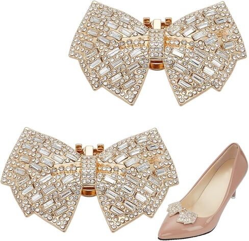 FINGERINSPIRE Bow Shoe Clips Alloy Shoe Clips Crystal Rhinestone Shoe Buckles Bow Tie Pattern Shoe Buckles Removable Shoe Decoration for Shoes High Heel Wedding Bridal Fashion in Saudi Arabia