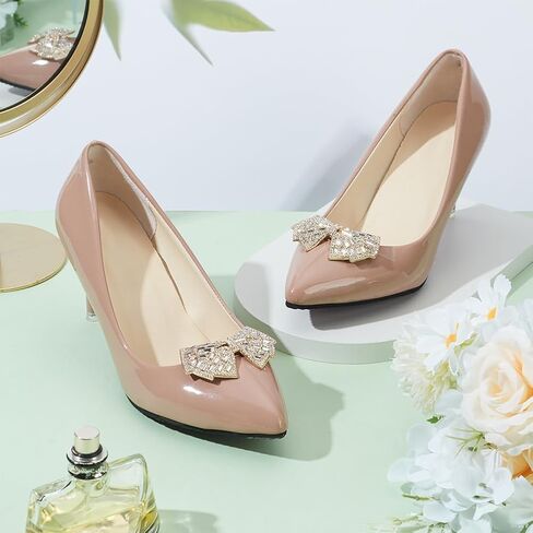 FINGERINSPIRE Bow Shoe Clips Alloy Shoe Clips Crystal Rhinestone Shoe Buckles Bow Tie Pattern Shoe Buckles Removable Shoe Decoration for Shoes High Heel Wedding Bridal Fashion in Saudi Arabia