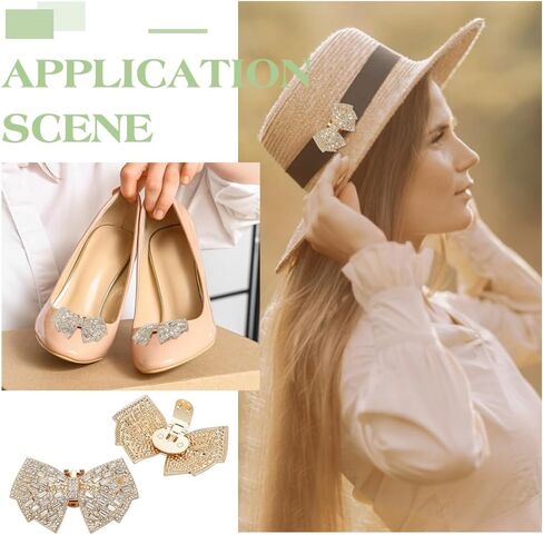 FINGERINSPIRE Bow Shoe Clips Alloy Shoe Clips Crystal Rhinestone Shoe Buckles Bow Tie Pattern Shoe Buckles Removable Shoe Decoration for Shoes High Heel Wedding Bridal Fashion in Saudi Arabia