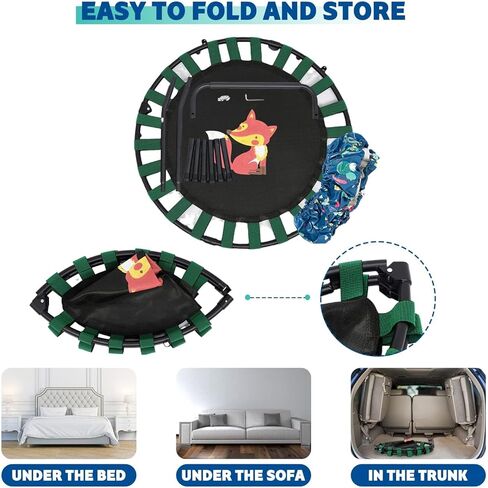 ترامبولين صغير للأطفال مقاس 38 بوصة، ترامبولين قابل للطي مع مقبض قابل للتعديل للاستخدام الداخلي والخارجي، تمرين القفز والقفز للأطفال الصغار الأولاد والبنات in Kuwait