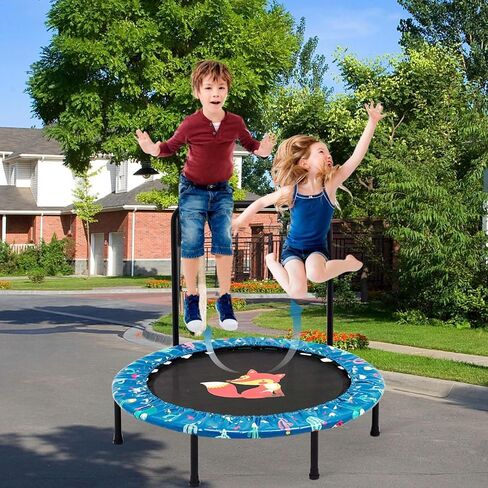 ترامبولين صغير للأطفال مقاس 38 بوصة، ترامبولين قابل للطي مع مقبض قابل للتعديل للاستخدام الداخلي والخارجي، تمرين القفز والقفز للأطفال الصغار الأولاد والبنات in Kuwait