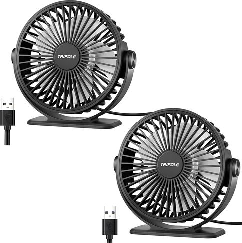 TriPole Desk Fan USB Powered Small Portable Fan, 3 Speeds Adjustable Strong Breeze Mini Personal Fan, 360° Rotation Quiet Plug In USB Fan for Desktop Bedroom Office Table Travel, Black, 4.9ft Cable in Kuwait