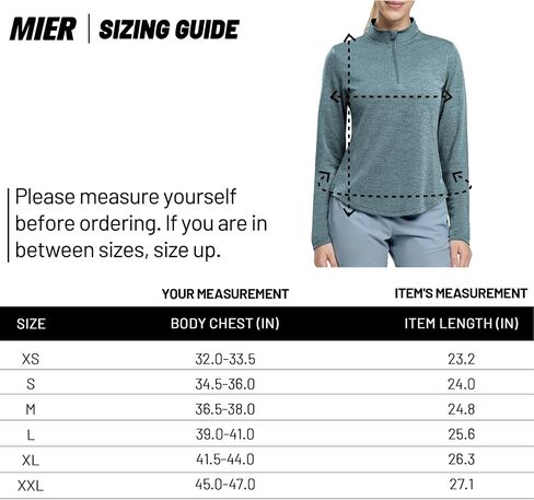 MIER Quarter Zip Athletic Pullover for Women Long Sleeve Workout Tops Dry Fit Flowy Golf Running UV Sun Shirts,1/4 Zip in Saudi Arabia