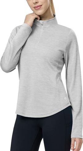 MIER Quarter Zip Athletic Pullover for Women Long Sleeve Workout Tops Dry Fit Flowy Golf Running UV Sun Shirts,1/4 Zip in Saudi Arabia