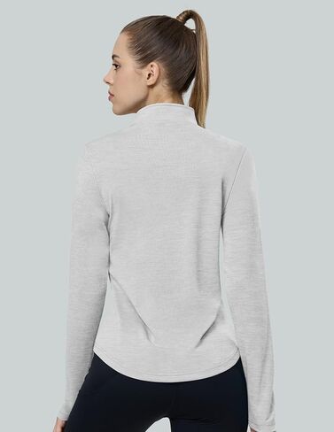MIER Quarter Zip Athletic Pullover for Women Long Sleeve Workout Tops Dry Fit Flowy Golf Running UV Sun Shirts,1/4 Zip in Saudi Arabia