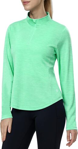 MIER Quarter Zip Athletic Pullover for Women Long Sleeve Workout Tops Dry Fit Flowy Golf Running UV Sun Shirts,1/4 Zip in Kuwait