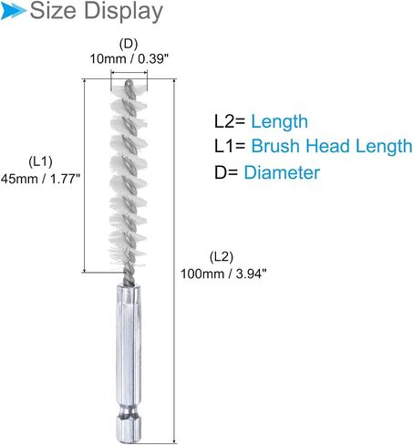 Bore Brush, 10mm Dia 4 Inch Length, Nylon Cleaning Wire Brushes with 1/4 Inch Hex Shank - (Applications: for Power Drill, Die Grinder), 5-Pieces in Saudi Arabia