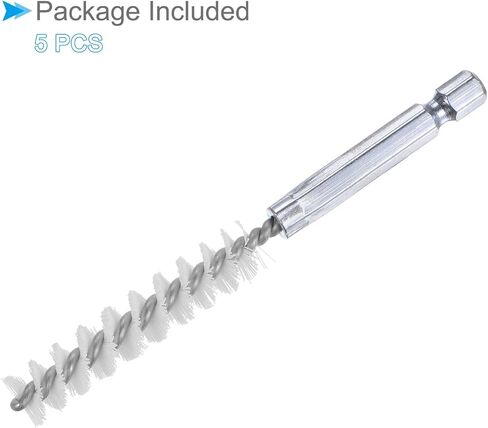 Bore Brush, 10mm Dia 4 Inch Length, Nylon Cleaning Wire Brushes with 1/4 Inch Hex Shank - (Applications: for Power Drill, Die Grinder), 5-Pieces in Saudi Arabia